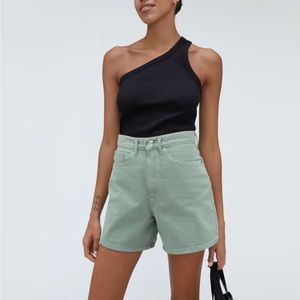 Everlane A-Line Denim Shorts in Sea Glass